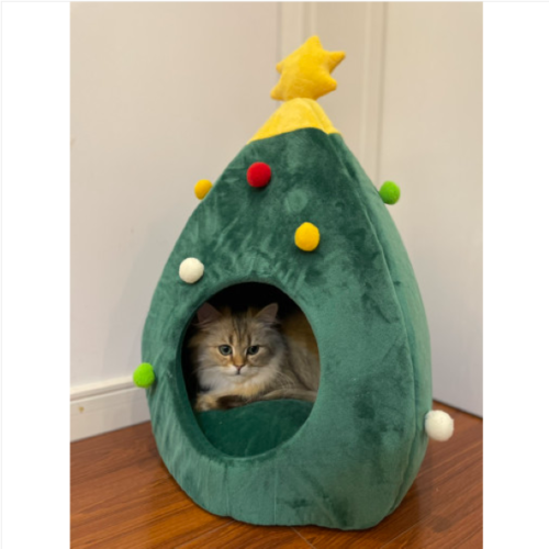 [해외직구]ZEZE 크리스마스 트리 고양이 하우스 숨숨집 인테리어